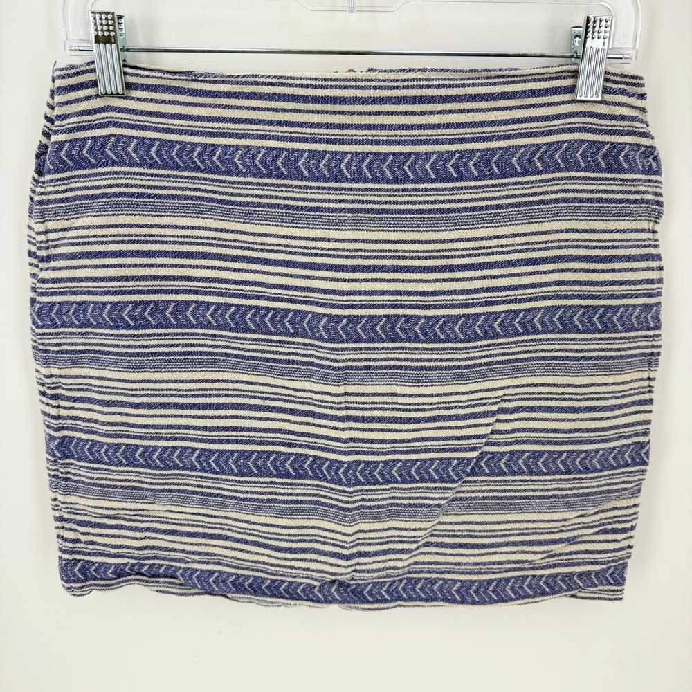 Gap Blue White Ethnic Print Mini Skirt Size 6 Striped Chevron Back Zip Lined